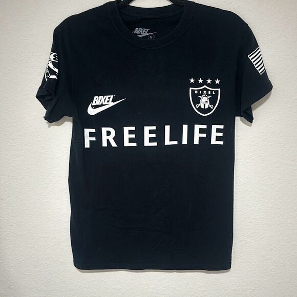 Bixel Mens Free Life Los Angeles Raiders Short Sleeve Cotton Shirt Size S - Picture 1 of 6